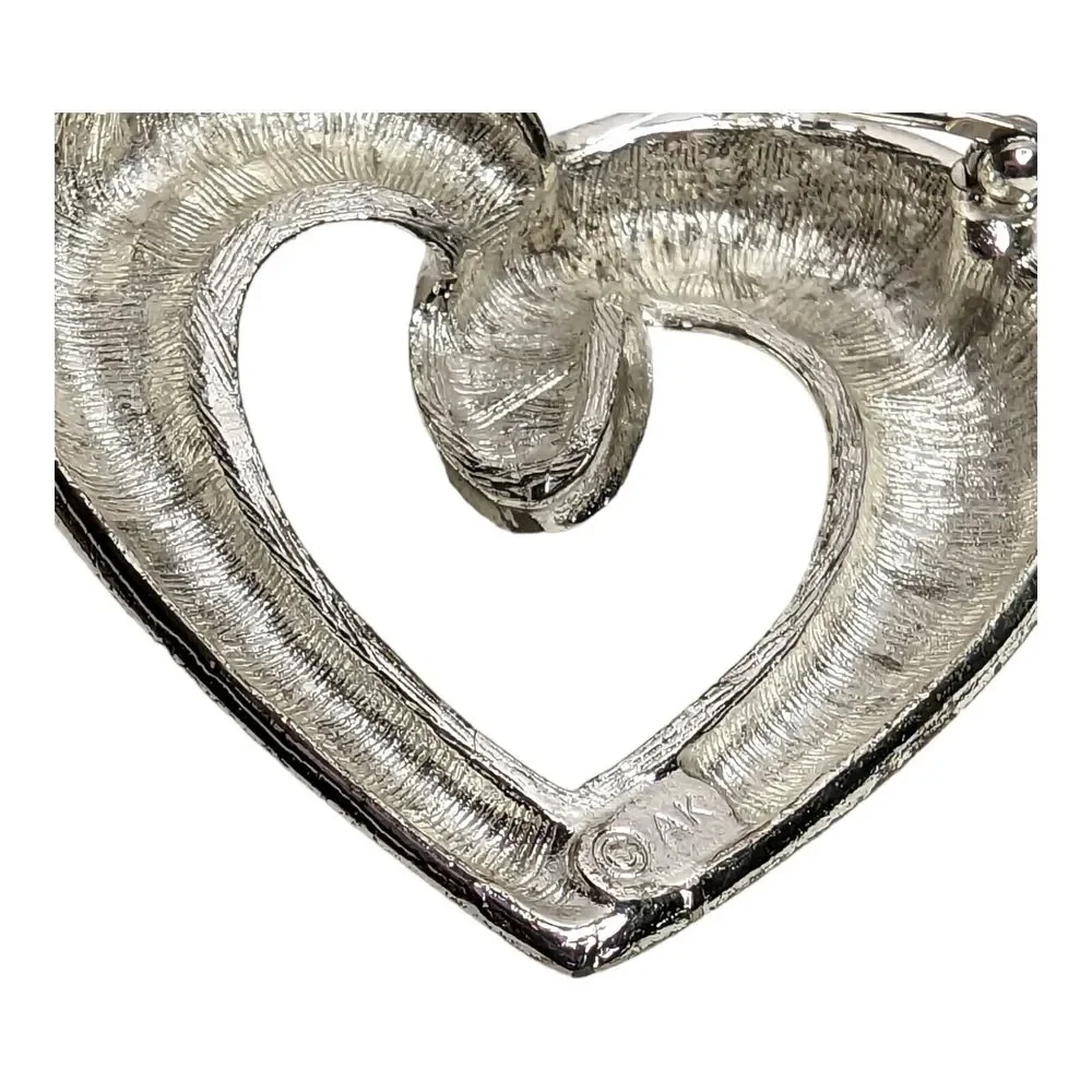 Anne Klein AK Silver Plated Polished Curve Heart Brooch Pin‎ Womens Jewelry